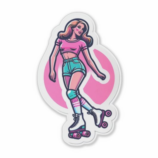 Aangepaste-Cut Vinyl Sticker: Roller Girl Sticker (Voorkant)