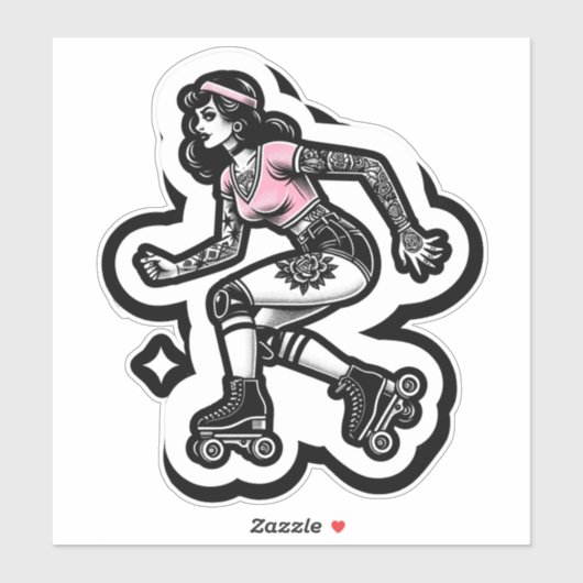 Aangepaste-Cut Vinyl Sticker: Roller Girl Sticker (Vel)