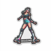 Aangepaste-Cut Vinyl Sticker: Roller Girl Sticker (Voorkant)