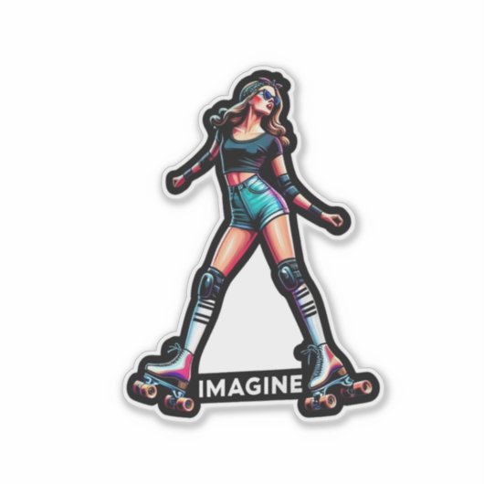 Aangepaste-Cut Vinyl Sticker: Roller Girl Sticker (Voorkant)
