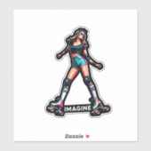 Aangepaste-Cut Vinyl Sticker: Roller Girl Sticker (Vel)