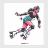 Aangepaste-Cut Vinyl Sticker: Roller Girl Sticker (Vel)