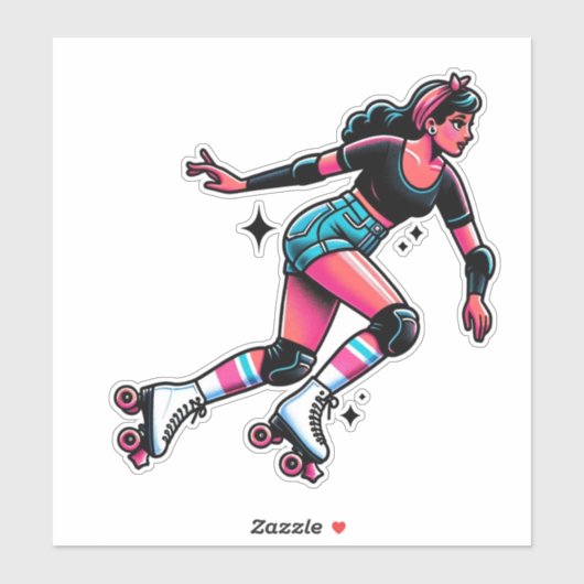 Aangepaste-Cut Vinyl Sticker: Roller Girl Sticker (Vel)