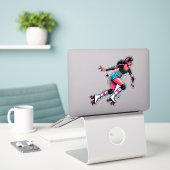 Aangepaste-Cut Vinyl Sticker: Roller Girl Sticker (Laptop op bureau)
