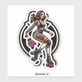 Aangepaste-Cut Vinyl Sticker: Roller Girl Sticker