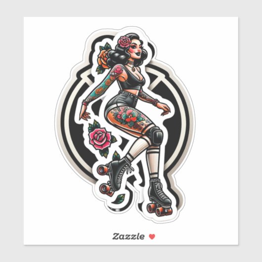 Aangepaste-Cut Vinyl Sticker: Roller Girl Sticker (Vel)