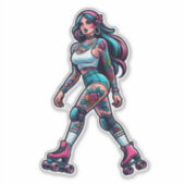 Aangepaste-Cut Vinyl Sticker: Roller Girl Sticker (Voorkant)