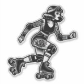 Aangepaste-Cut Vinyl Sticker: Roller Girl Sticker (Voorkant)