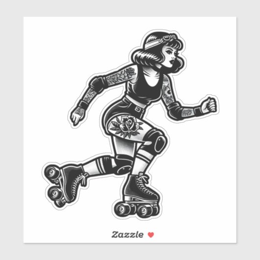 Aangepaste-Cut Vinyl Sticker: Roller Girl Sticker (Vel)