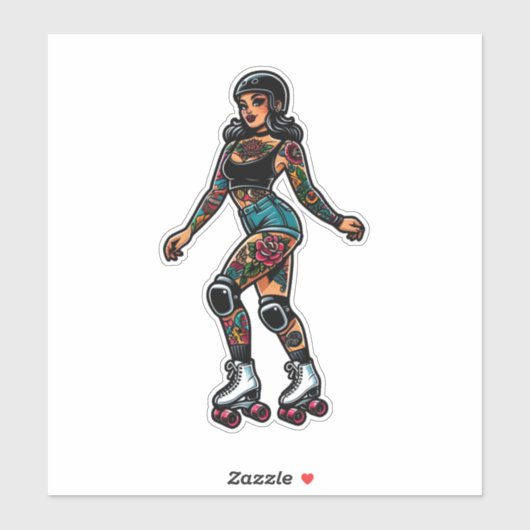 Aangepaste-Cut Vinyl Sticker: Roller Girl Sticker (Vel)