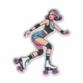 Aangepaste-Cut Vinyl Sticker: Roller Girl Sticker (Voorkant)