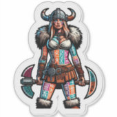Aangepaste-Cut Vinyl Sticker: Warrior Woman Sticker (Voorkant)