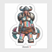 Aangepaste-Cut Vinyl Sticker: Warrior Woman Sticker (Vel)