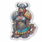 Aangepaste-Cut Vinyl Sticker: Warrior Woman Sticker (Voorkant)