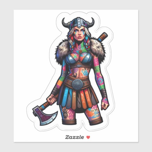 Aangepaste-Cut Vinyl Sticker: Warrior Woman Sticker (Vel)