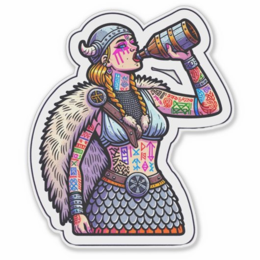 Aangepaste-Cut Vinyl Sticker: Warrior Woman Sticker (Voorkant)