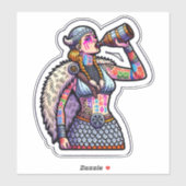 Aangepaste-Cut Vinyl Sticker: Warrior Woman Sticker (Vel)