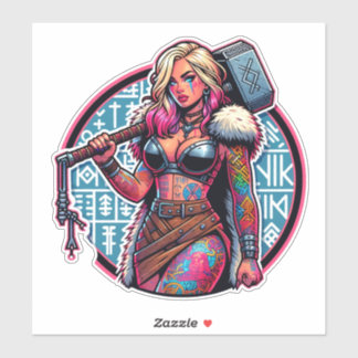 Aangepaste-Cut Vinyl Sticker: Warrior Woman Sticker