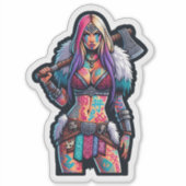 Aangepaste-Cut Vinyl Sticker: Warrior Woman Sticker (Voorkant)