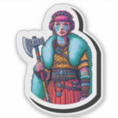 Aangepaste-Cut Vinyl Sticker: Warrior Woman Sticker (Voorkant)