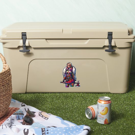 Aangepaste-Cut Vinyl Sticker: Warrior Woman Sticker (Koeler)