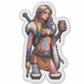 Aangepaste-Cut Vinyl Sticker: Warrior Woman Sticker (Voorkant)