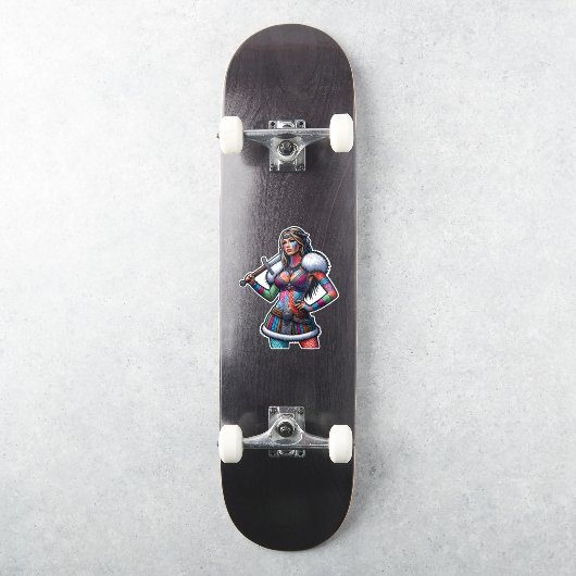 Aangepaste-Cut Vinyl Sticker: Warrior Woman Sticker (Skateboard)