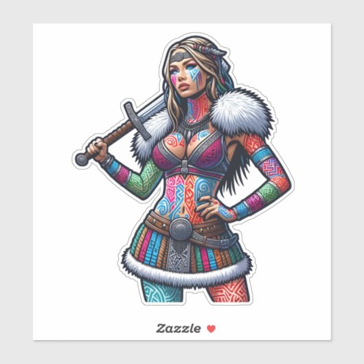 Aangepaste-Cut Vinyl Sticker: Warrior Woman Sticker (Vel)