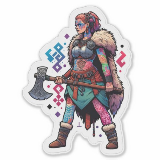 Aangepaste-Cut Vinyl Sticker: Warrior Woman Sticker (Voorkant)