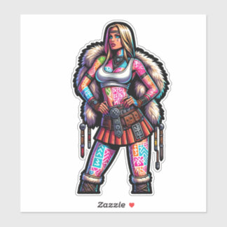 Aangepaste-Cut Vinyl Sticker: Warrior Woman Sticker