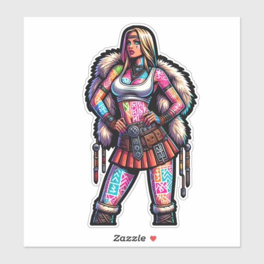 Aangepaste-Cut Vinyl Sticker: Warrior Woman Sticker (Vel)
