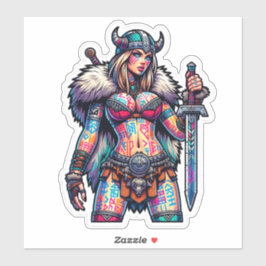 Aangepaste-Cut Vinyl Sticker: Warrior Woman Sticker
