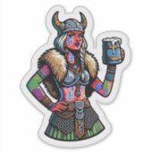 Aangepaste-Cut Vinyl Sticker: Warrior Woman Sticker (Voorkant)