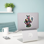 Aangepaste-Cut Vinyl Sticker: Warrior Woman Sticker (Laptop op bureau)