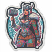 Aangepaste-Cut Vinyl Sticker: Warrior Woman Sticker (Voorkant)