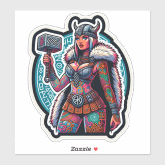 Aangepaste-Cut Vinyl Sticker: Warrior Woman Sticker