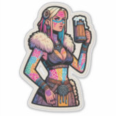 Aangepaste-Cut Vinyl Sticker: Warrior Woman Sticker (Voorkant)