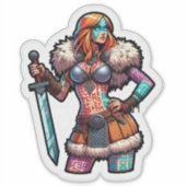 Aangepaste-Cut Vinyl Sticker: Warrior Woman Sticker (Voorkant)