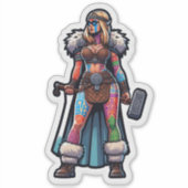 Aangepaste-Cut Vinyl Sticker: Warrior Woman Sticker (Voorkant)