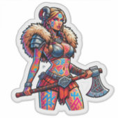 Aangepaste-Cut Vinyl Sticker: Warrior Woman Sticker (Voorkant)