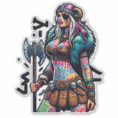 Aangepaste-Cut Vinyl Sticker: Warrior Woman Sticker (Voorkant)
