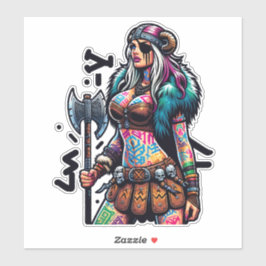 Aangepaste-Cut Vinyl Sticker: Warrior Woman Sticker