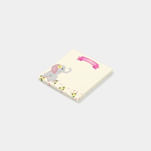 Aangepaste Cute Baby Elephant Baby shower Favor Post-it® Notes (Schuin)