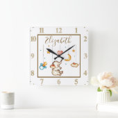 Aangepaste Cute baby olifant Vierkante Klok (Huis)
