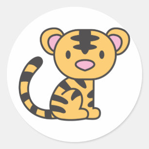 Aangepaste Cute Baby Tiger, neergezet Ronde Sticker