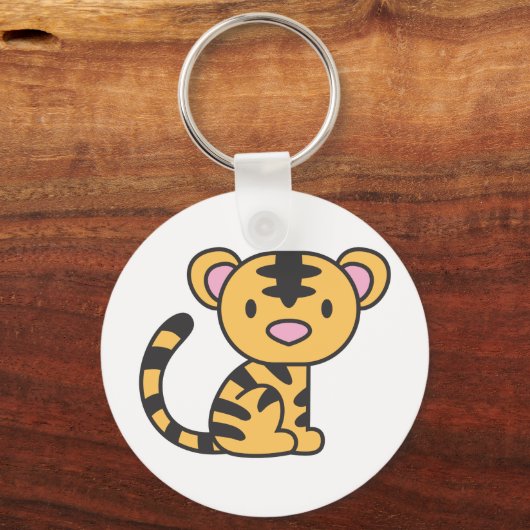 Aangepaste Cute Baby Tiger, neergezet Sleutelhanger (Voorkant)