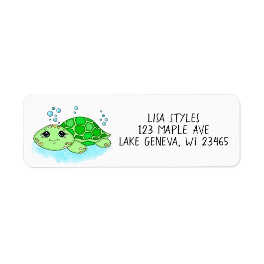 Aangepaste Cute Baby Turtle Cartoon Etiket (Voorkant)