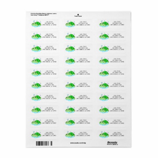 Aangepaste Cute Baby Turtle Cartoon Etiket (Full Sheet)