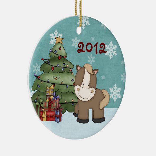 Aangepaste Cute Baby's eerste kerstpaard Keramisch Ornament (Rechts)