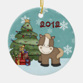 Aangepaste Cute Baby's eerste kerstpaard Keramisch Ornament (Voorkant)